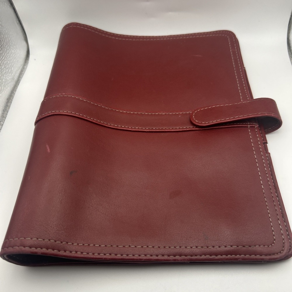 Vintage Day-Timer Burgundy Leather Planner Organizer Desk Size